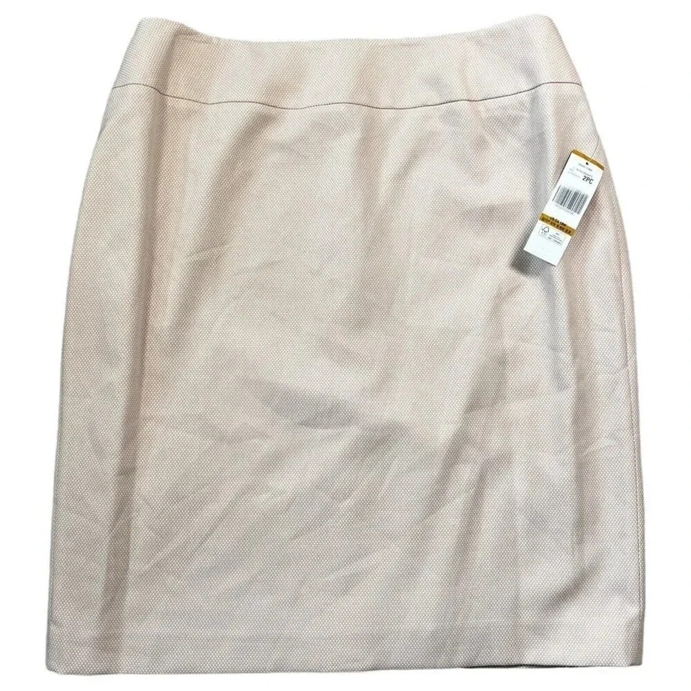 Le Suit Skirt Pink Lt Blossom/white Lined Size 16W Suit Separates Knee Length